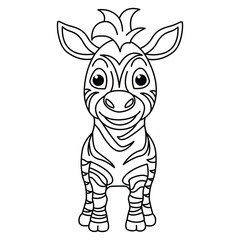 Funny zebra cartoon for coloring book.