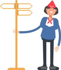 Air Hostess Character and Signpost
