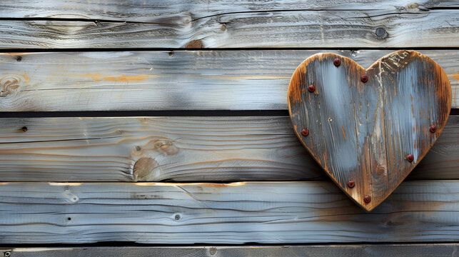 heart on a wooden background. Valentines day concept. generative ai