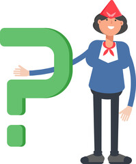 Air Hostess Character and Question Mark
