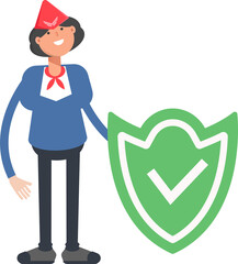 Air Hostess Character and Check Mark Shield
