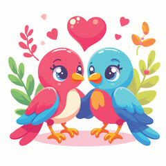 Obraz premium cute love bird vector on white background.