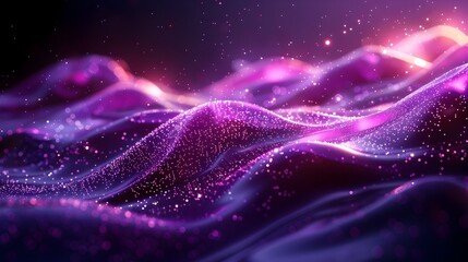 Vibrant Purple Abstract Wave Pattern with Sparkles