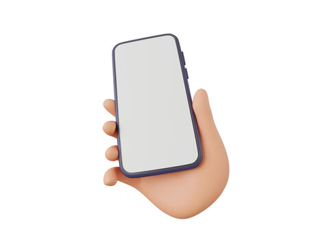 3D hand holding mobile phone