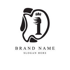 I with Crown Logo Branding Identity Logo Design Template, Elegant DI, Luxury DI Logo Design Vector	
