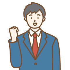 ガッツポーズをする男子学生のイラスト