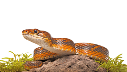 snake in the grass isolated on transparent background cutout