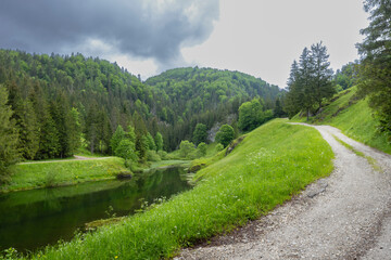 Landscape near Dedinky and Stratena with Hnilec river, National Park Slovak Paradise, Slovakia