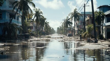 flooded streets , following a hurricane,Flooding and urban communities