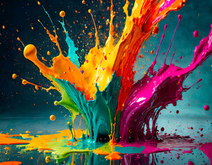 Squirt of multicolor paint created with generative AI technology - 750009791