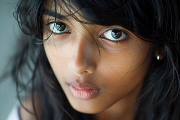 Indian teenage girl portrait, pretty child, smiling face, casual model