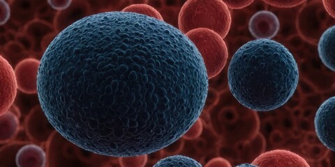 close-up view of oval and biconcave blood cells, typical to their real-life structure