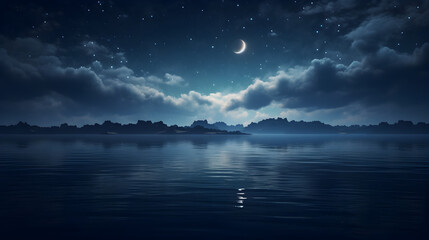 Fototapeta na wymiar night sky with clouds and moon