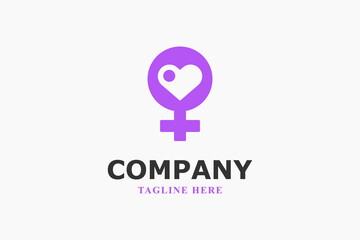 female love shape icon logo