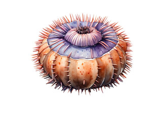 png watercolor sea urchin, on transparent background, sublimation for t-shirt and postcard, your design