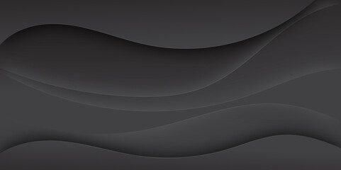 Abstract black and light gray wave modern soft luxury texture with smooth and clean vector subtle background illustration. Banner design.