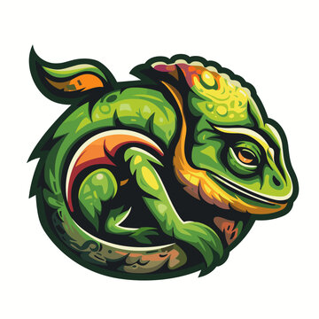 Colorful chameleon esport vector logotype, logo chameleon, icon chameleon, sticker chameleon, symbol chameleon, emblem chameleon