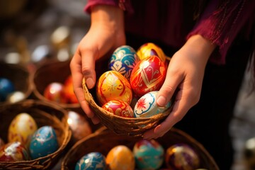 Mysticism and tradition: easter egg blessing and coloring ritual in vibrant celebration
