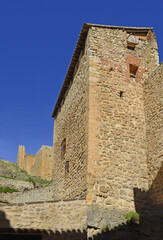 Wall of castle in Albarracin, medieval and historical town of the province of Teruel, Aragon, Spain