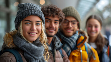Diverse and handsome friends, navigating the journey of university life together.