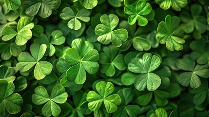 St. Patrick's Day Blessing: Four-Leaf Clover Symbolism - obrazy, fototapety, plakaty