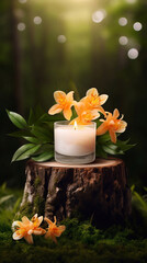 Obraz na płótnie Canvas Aromatic candle promo ad template. Candle mockup