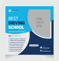 Driving school social media post template - obrazy, fototapety, plakaty