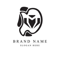 Letter DM logo in a modern style with cut out slash and lines, M logo design