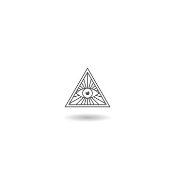 All seeing eye symbol icon with shadow