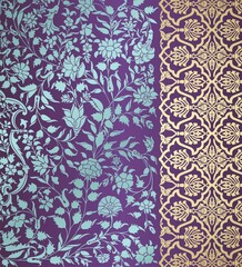 wedding card design, traditional paisley floral pattern , royal India	