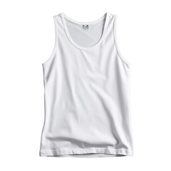 A classic white tank top with blank label isolated on transparent background, png