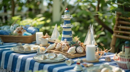 Marine style table. Generative AI