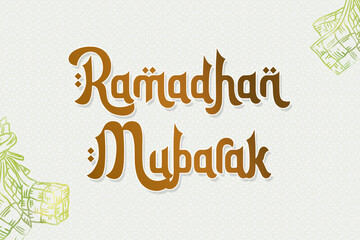Ramadan Mubarak Typography Design with Ketupat