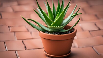 Aloe vera plant in a terra cotta pot