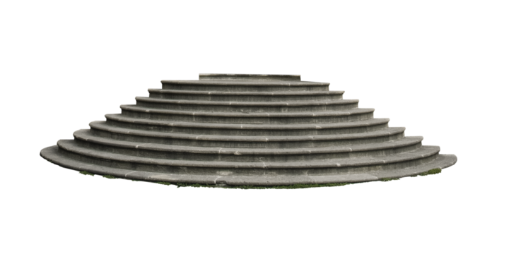 old stone staircase half-round isolated transparent png	