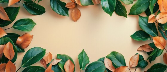 Fototapeta premium Close Up of Leaves and Flowers on a Wall