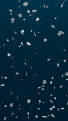 falling glowing white stars against dark blue background, 3d render
