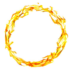 circle frame from bright yellow sparks on white