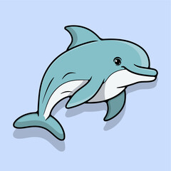 Naklejka premium dolphin fish cartoon vector icon illustration