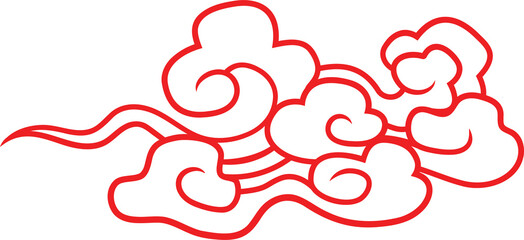 Red Clouds  Outline Traditional in Chinese Style