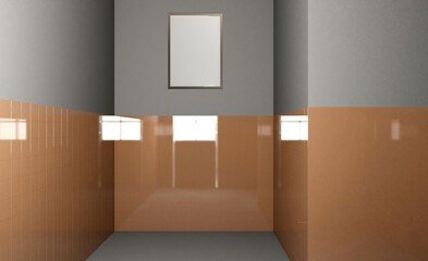 Bathroom interior bathtub. 3D rendering.. Mockup.   Empty paintings