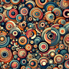 seamless pattern with circles  wallpaper, design, vector, illustration, art, texture, decoration, circles, retro, black, color, geometric, style, ornament, vintage, textile,Ai generated 