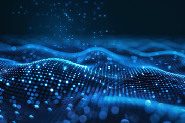 Technology pattern abstract net lines with small dots on every line, style blue neon type.