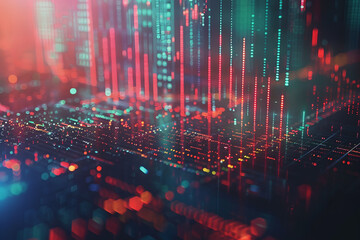 The financial stock market graph on a digital screen cinematographic shot close-up. AI Generated