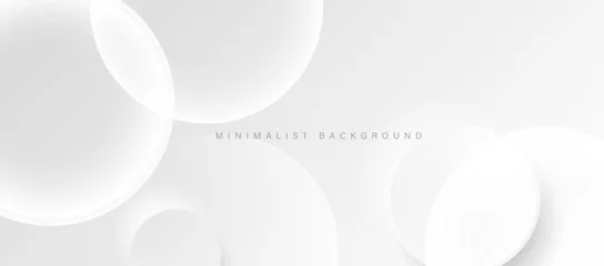 Fototapeten Abstract minimalist white background with circular elements vector.  © kanpisut