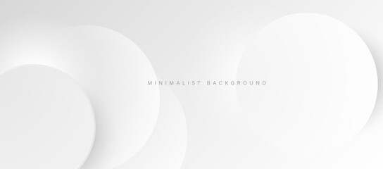 Abstract minimalist white background with circular elements vector.
