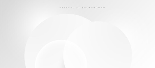 Abstract minimalist white background with circular elements vector.
