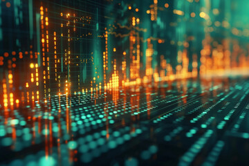 The financial stock market graph on a digital screen cinematographic shot close-up. AI Generated