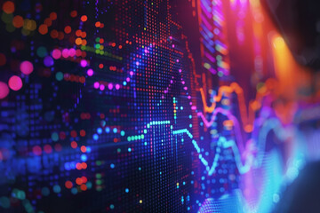 The financial stock market graph on a digital screen cinematographic shot close-up. AI Generated