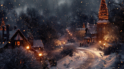 The sound of carolers singing on a snowy night, spreading cheer to every doorstep.